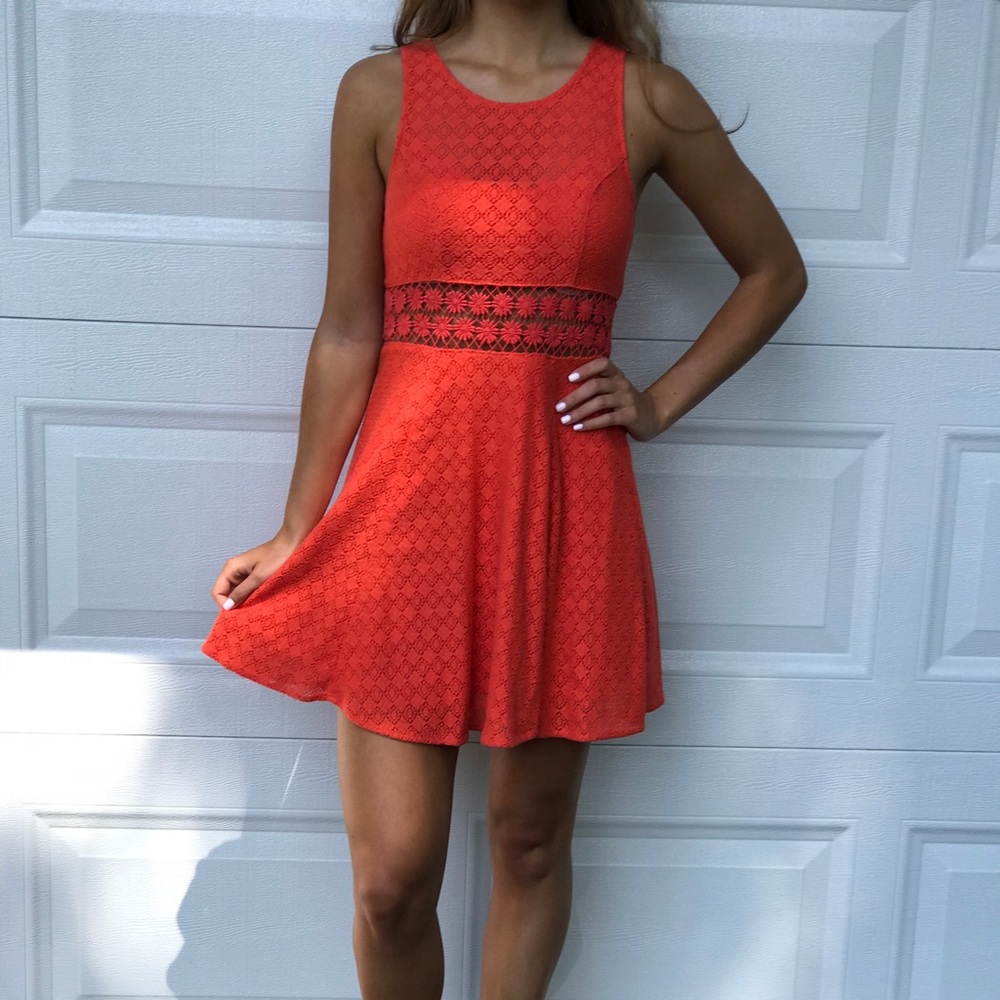 Orange Free People Cut Out Dress